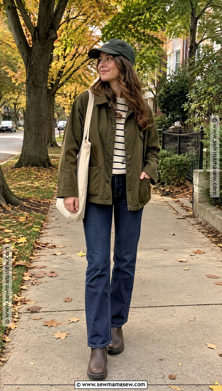 Barn Jacket Fall Outfit With Dark Wash Jeans - 20 teenage fall outfits