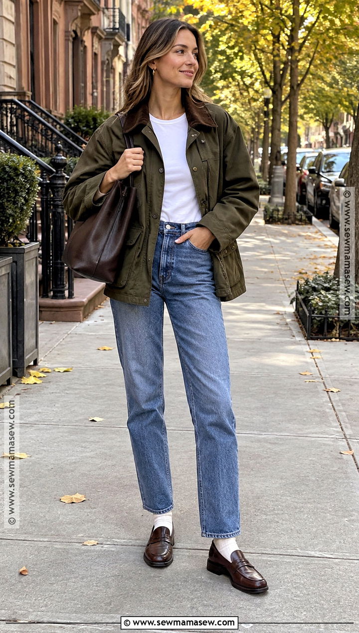 Barn Jacket Fall Outfit With Straight Leg Jeans - 15 cool girl fall outfits 2026