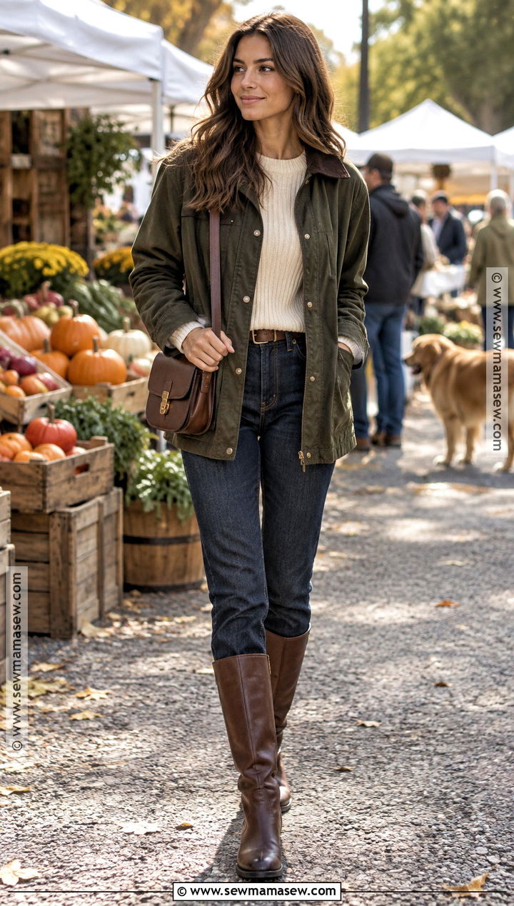 Barn Jacket Fall Outfit With Straight Leg Jeans - 30 fall fit ideas