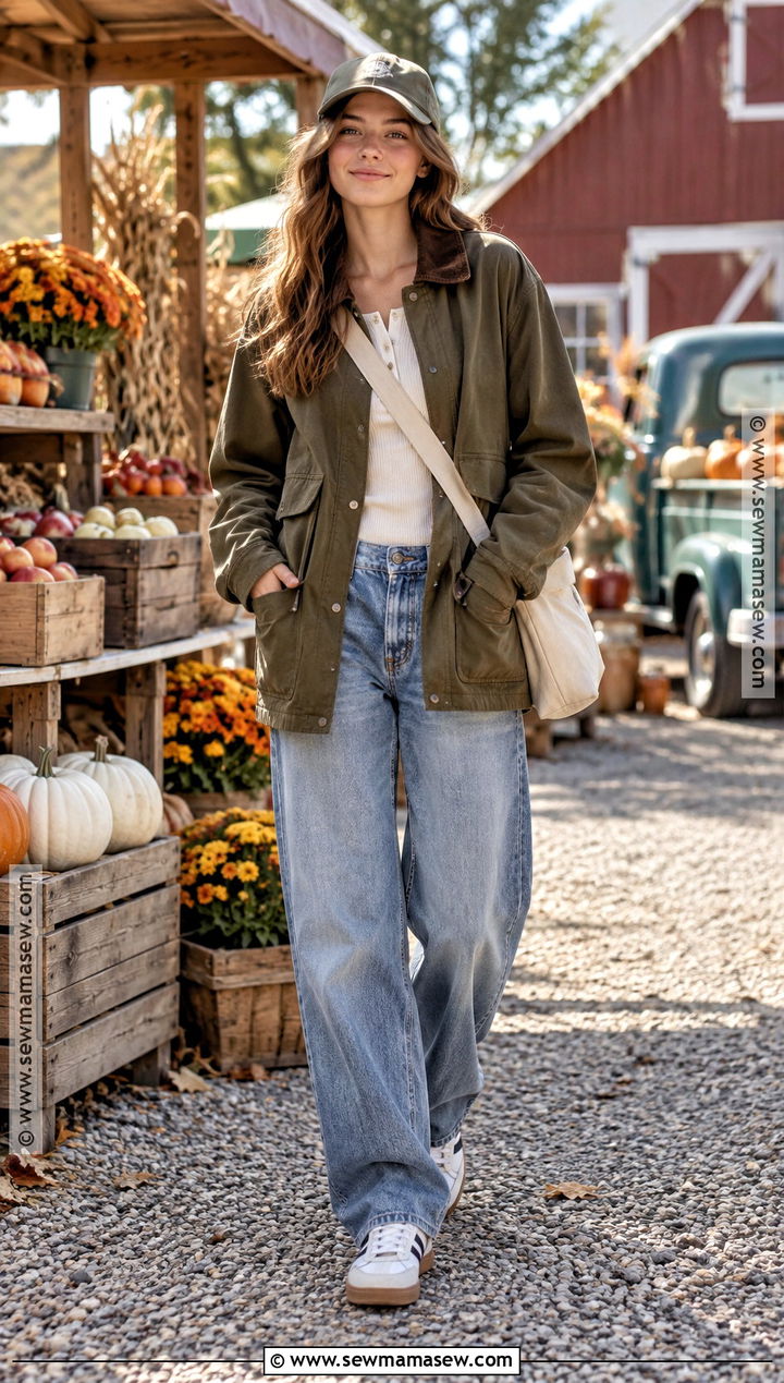 Barn Jacket With Baggy Jeans - 15 girls fall fashion ideas 2026