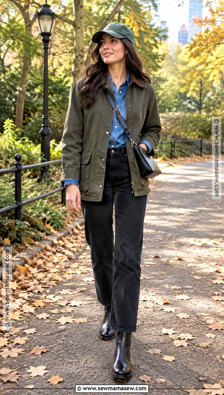 Barn Jacket With Black Jeans and Chelsea Boots - 20 New York October Outfit Ideas