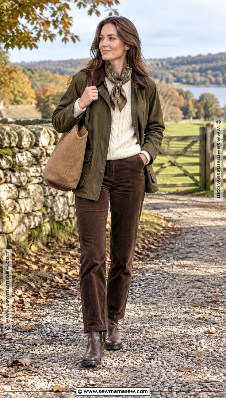 Barn Jacket With Corduroy Pants Autumn Outfit - 15 autumn fashion women over 25 ideas