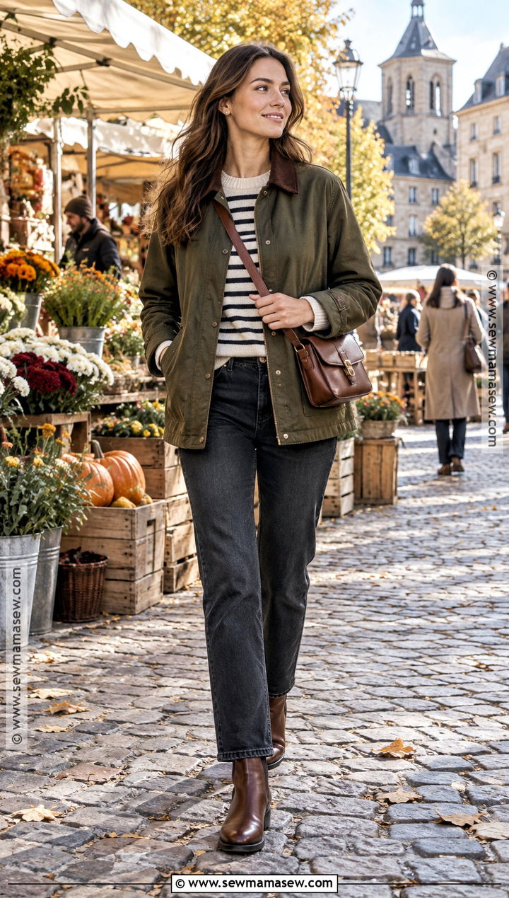 Barn Jacket With Dark Jeans - 20 fall europe outfits travel wardrobe