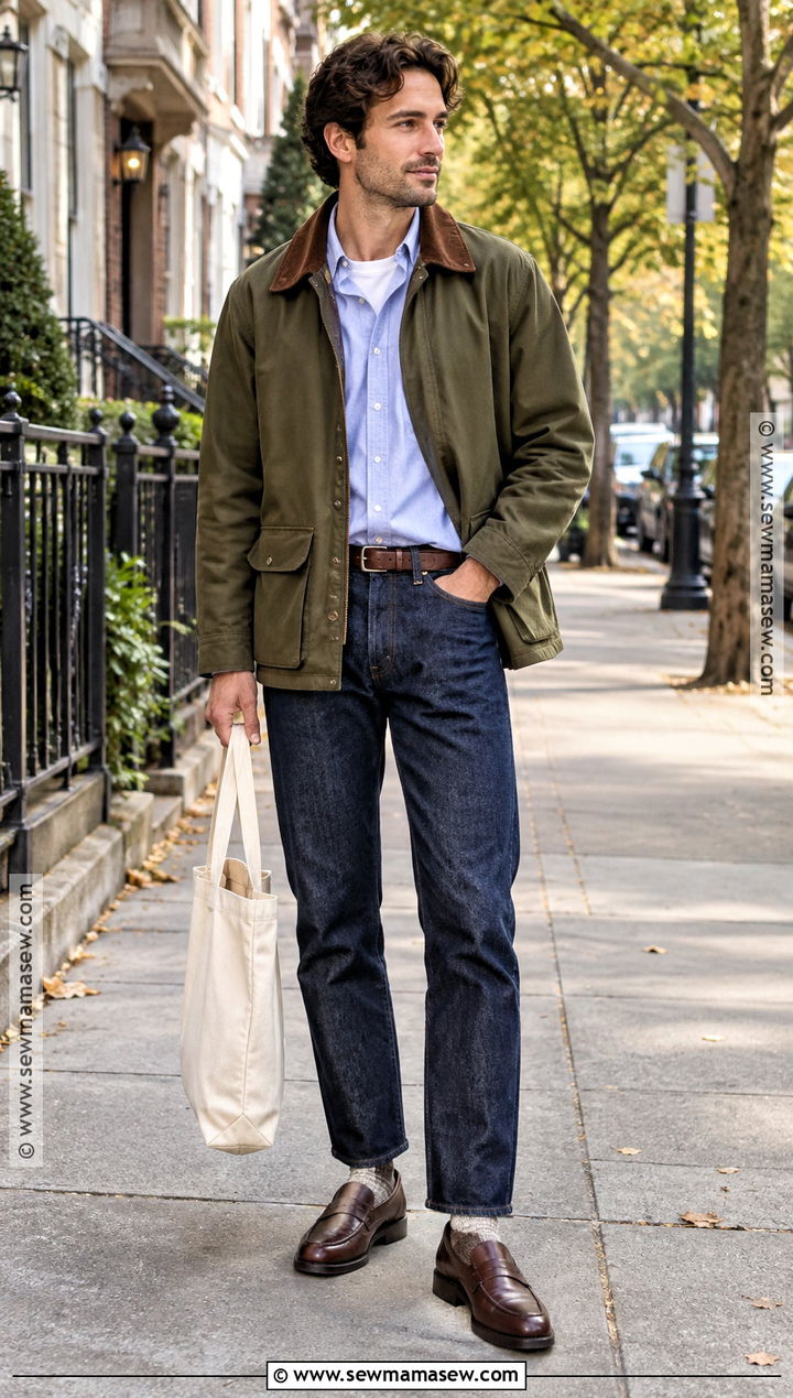 Barn Jacket With Jeans And Loafers - 15 Male Outfits Autumn