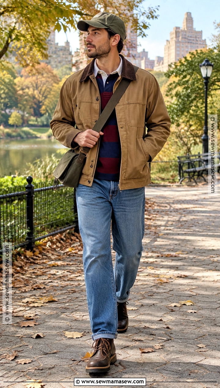 Barn Jacket With Rugby Shirt And Straight Jeans - 20 fall jackets for men