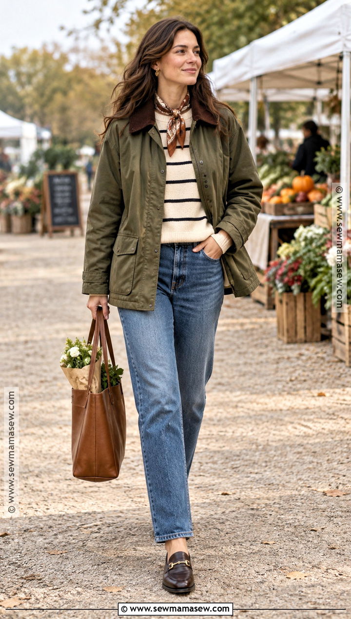 Barn Jacket With Straight Jeans And Loafers - 25 fall chic outfits