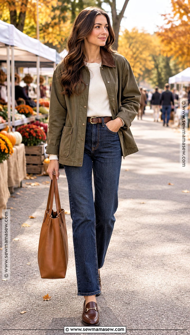 Barn Jacket With Straight Leg Jeans - 20 fall clean girl outfits