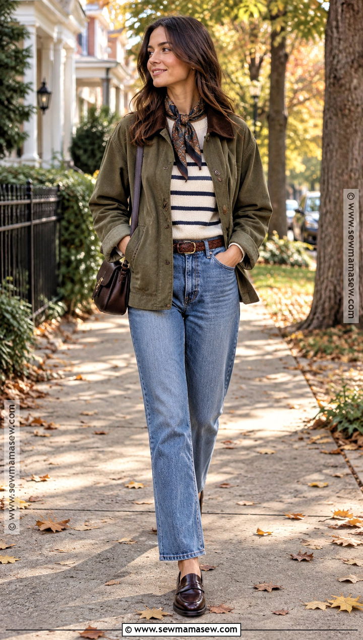 Barn Jacket With Straight Leg Jeans - 15 Chic Fall Outfit Ensemble Ideas
