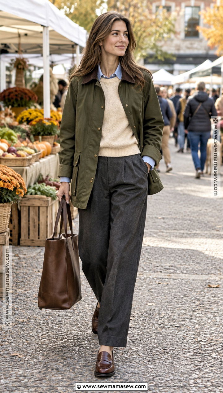 Barn Jacket With Tailored Trousers - 30 october outfits