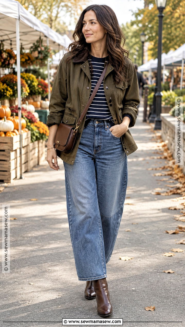 Barn Jacket and Barrel Jeans Fall Outfit - 15 fall fashion for over 30 ideas