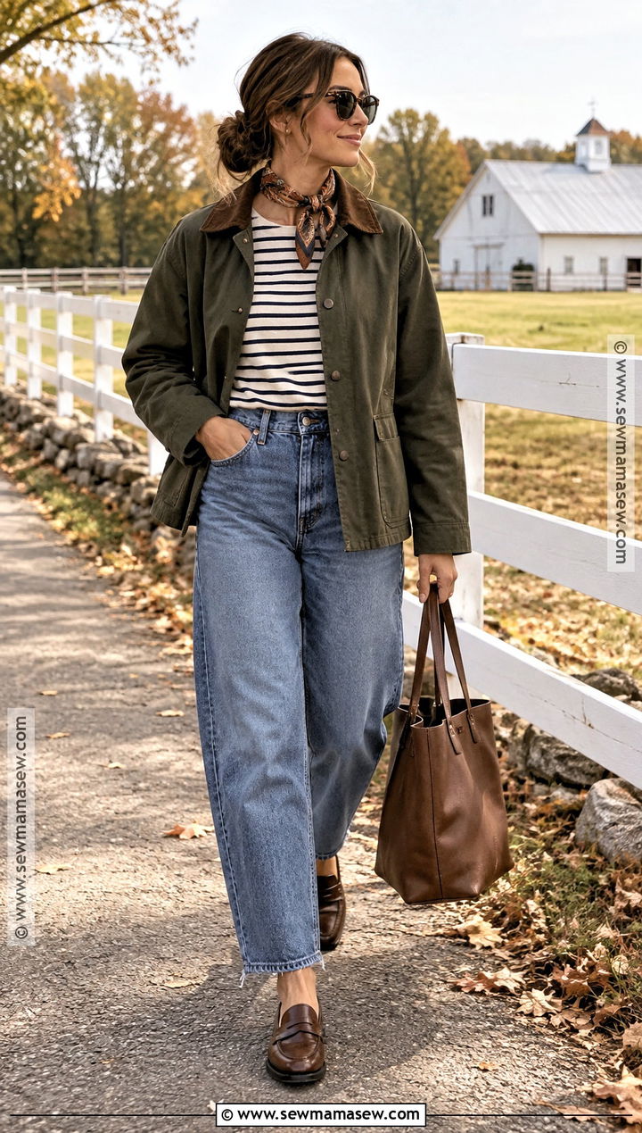 Barn Jacket and Barrel Jeans Fall Outfit - 25 outfit ideas for fall