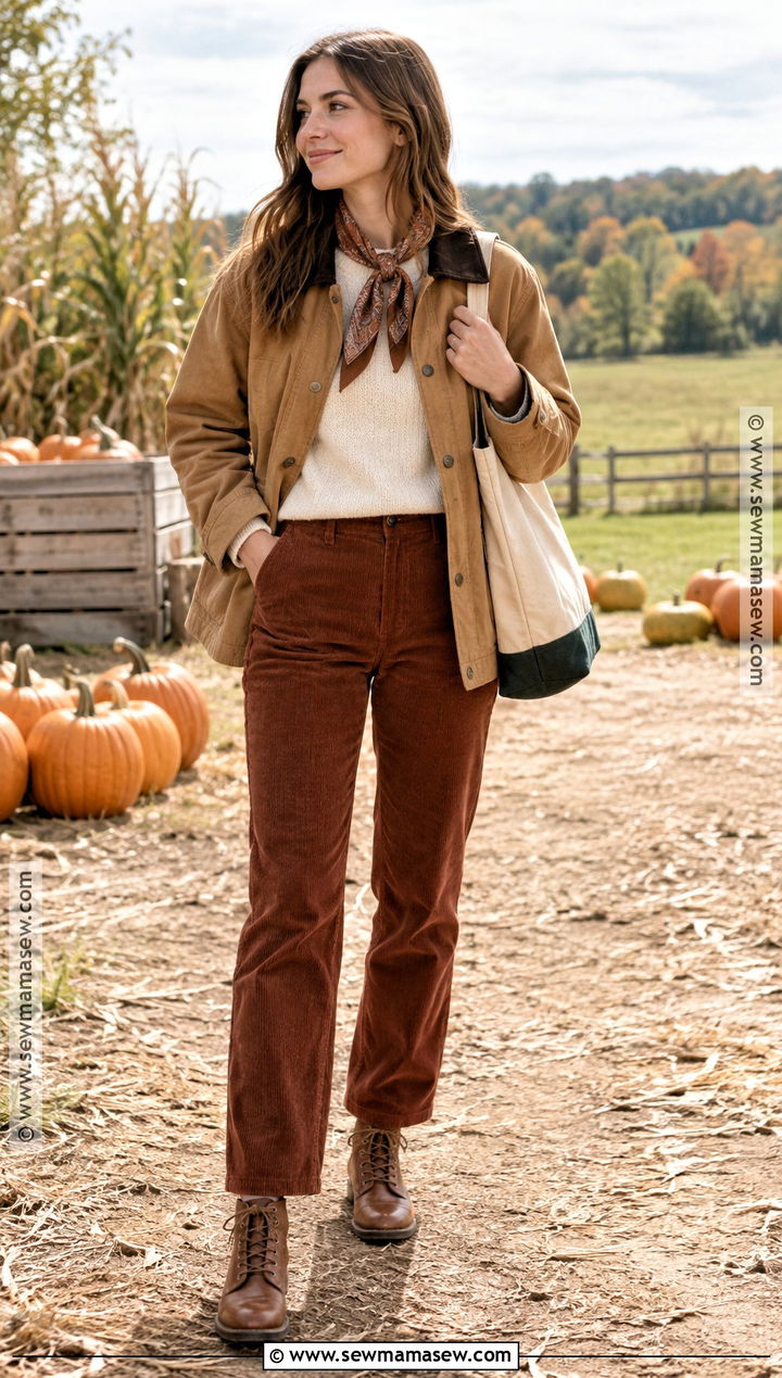 Barn Jacket and Corduroy Pants Pumpkin Patch Outfit - 15 pumpkin patch style ideas