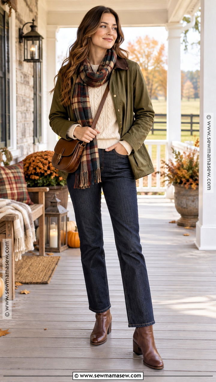 Barn Jacket and Dark Denim Thanksgiving Outfit - 25 fall thanksgiving outfits