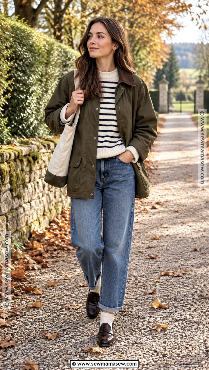 Barn Jacket and Relaxed Jeans Fall Outfit - 25 cute warm fall outfits