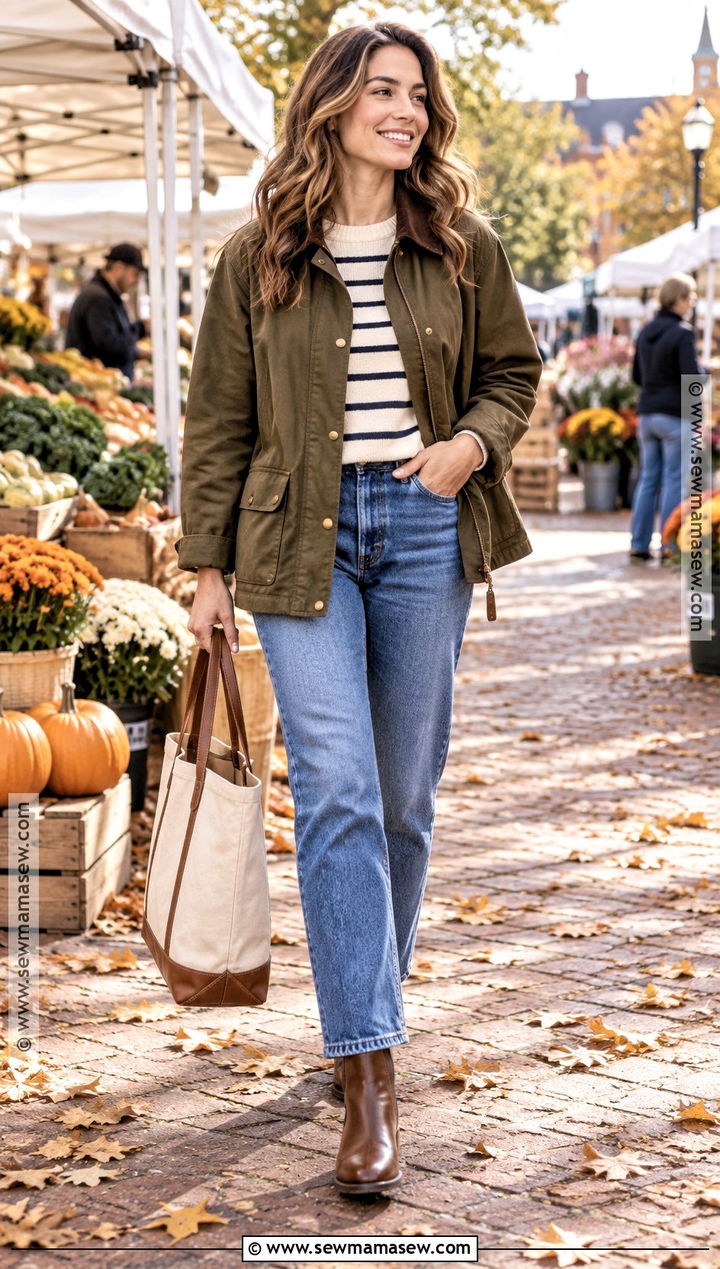 Barn Jacket and Straight Leg Jeans Autumn Outfit - 20 autumn outfits 2026 women trends