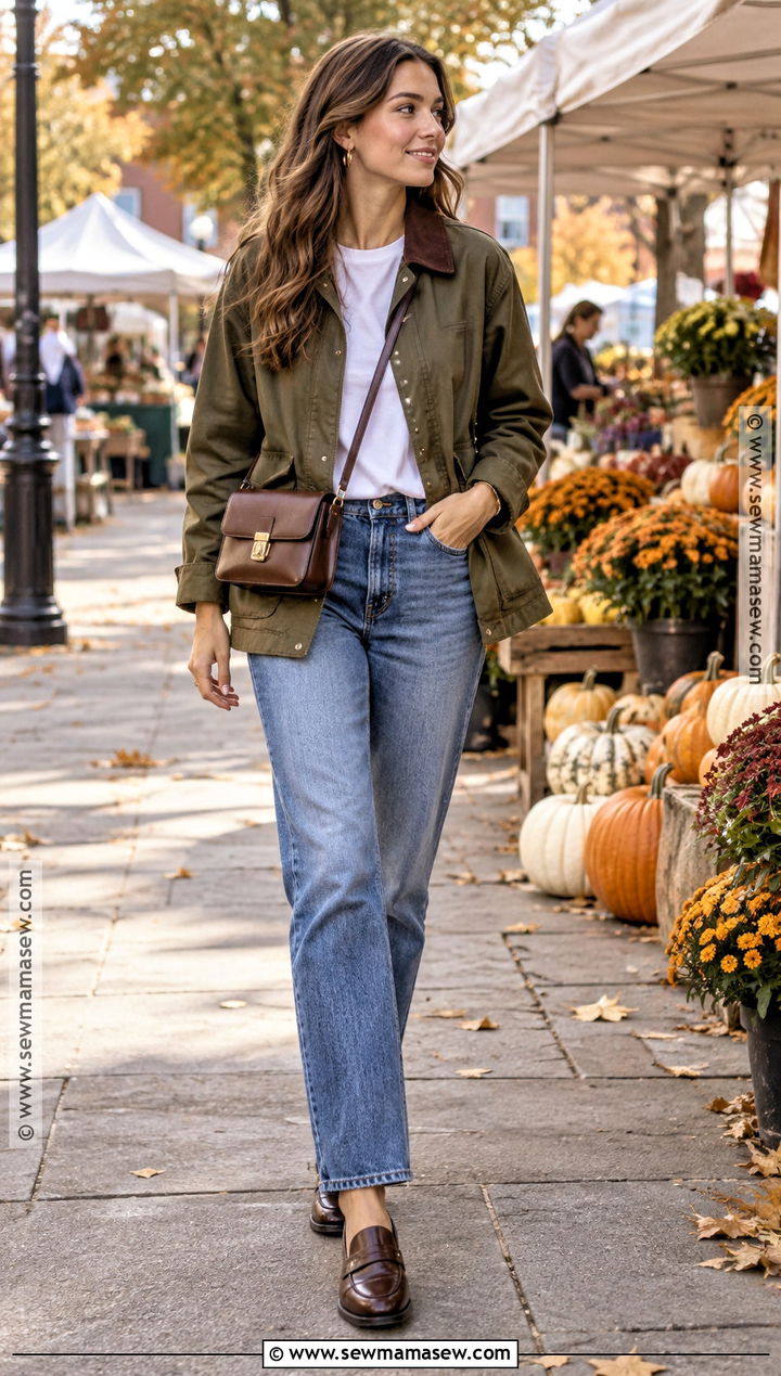 Barn Jacket and Straight Leg Jeans Fall Outfit - 15 fall outfit ideas for women 2026