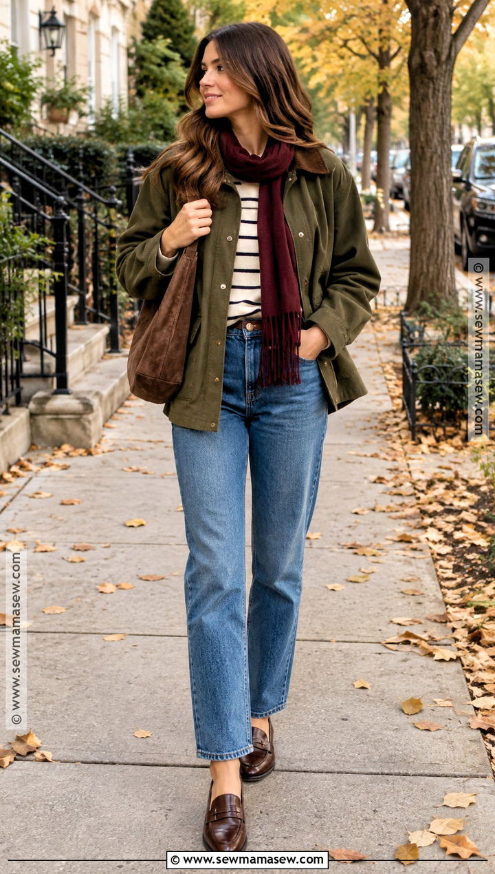 Barn Jacket and Straight Leg Jeans Fall Outfit - 20 Trendy Fall Outfits for Women