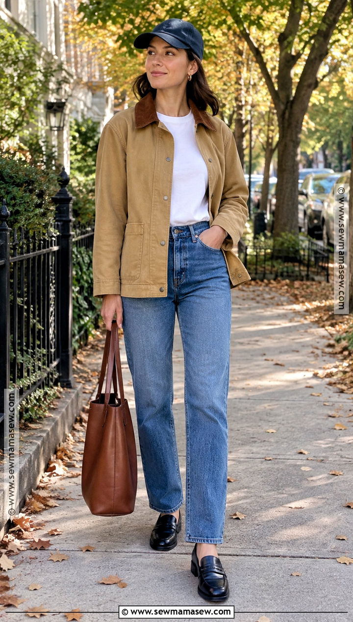 Barn Jacket and Straight Leg Jeans Fall Outfit - 25 Fall Outfit Inspo Ideas 2026