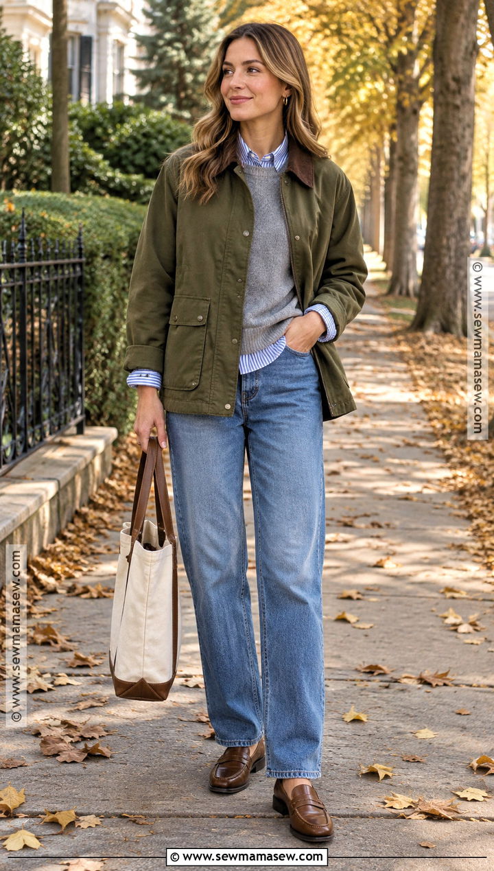 Barn Jacket and Straight Leg Jeans Outfit - 15 Fashion Trends Fall 2425
