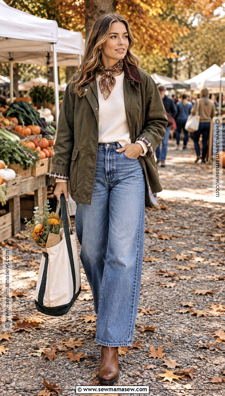 Barn Jacket and Wide Leg Jeans Fall Outfit - 15 fall layering outfits 2026