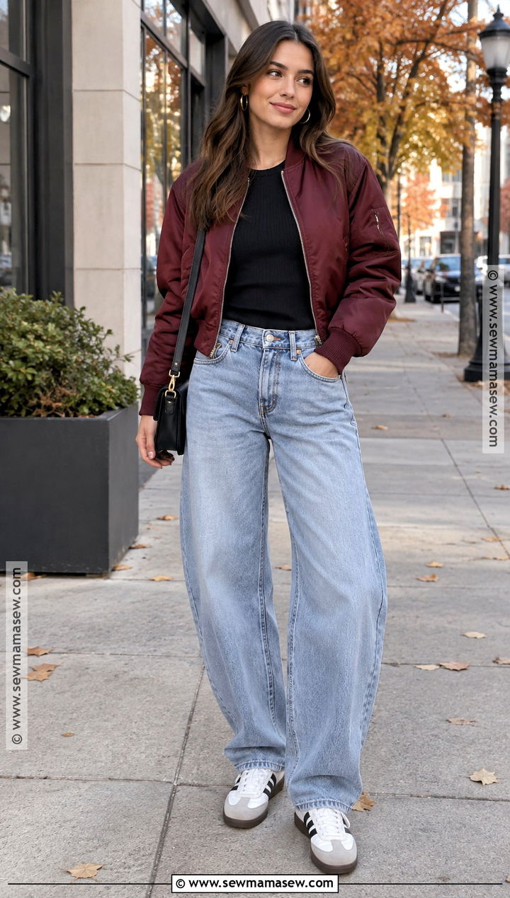 Barrel Jeans With A Bomber Jacket - 20 barrel jeans fall outfit