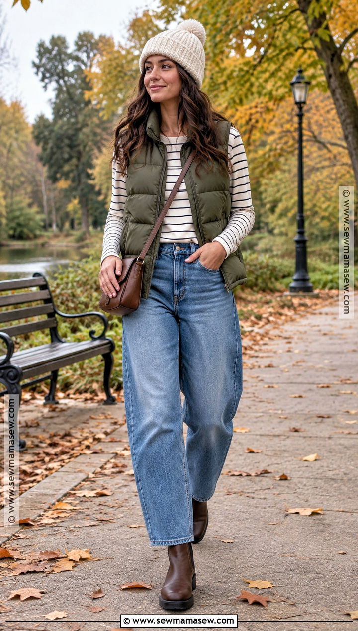 Barrel Jeans With A Puffer Vest - 20 barrel jeans fall outfit