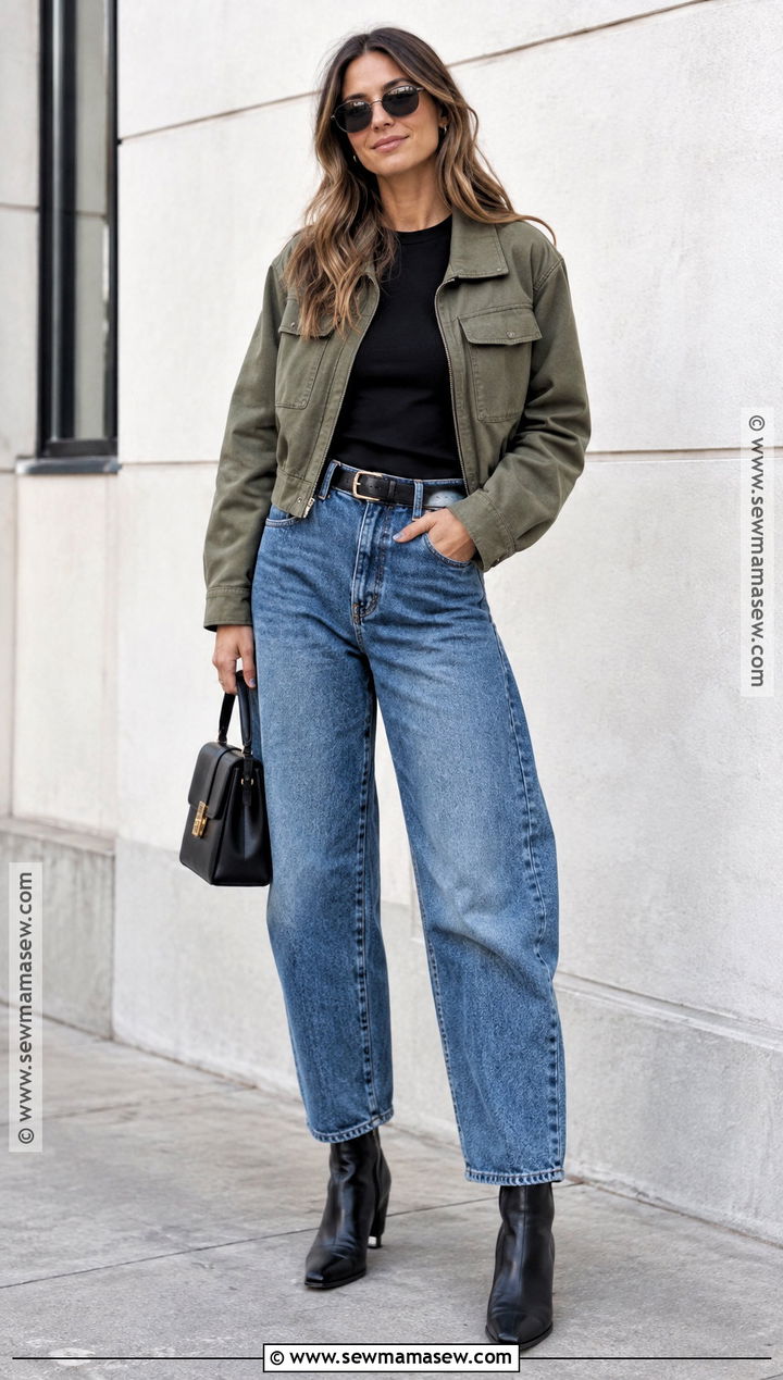 Barrel Jeans With a Cropped Jacket - 20 fall denim ideas