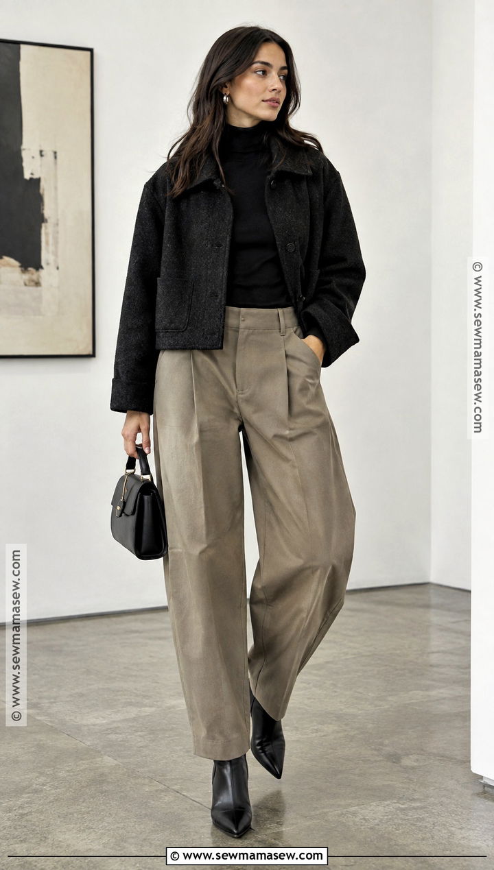 Barrel Leg Trousers Outfit - 20 fall trousers outfit ideas