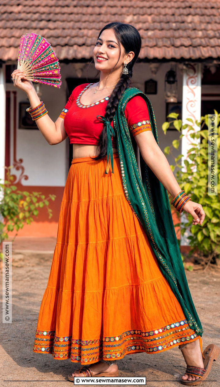 Basanti Orange Ghagra Costume - 30 Bollywood Halloween Costume Ideas