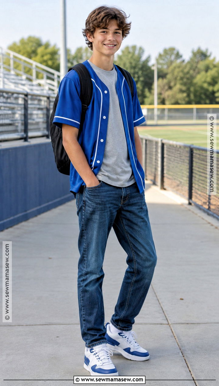 Baseball Jersey And Dark Jeans Outfit - 15 back to school outfits middle school for boys