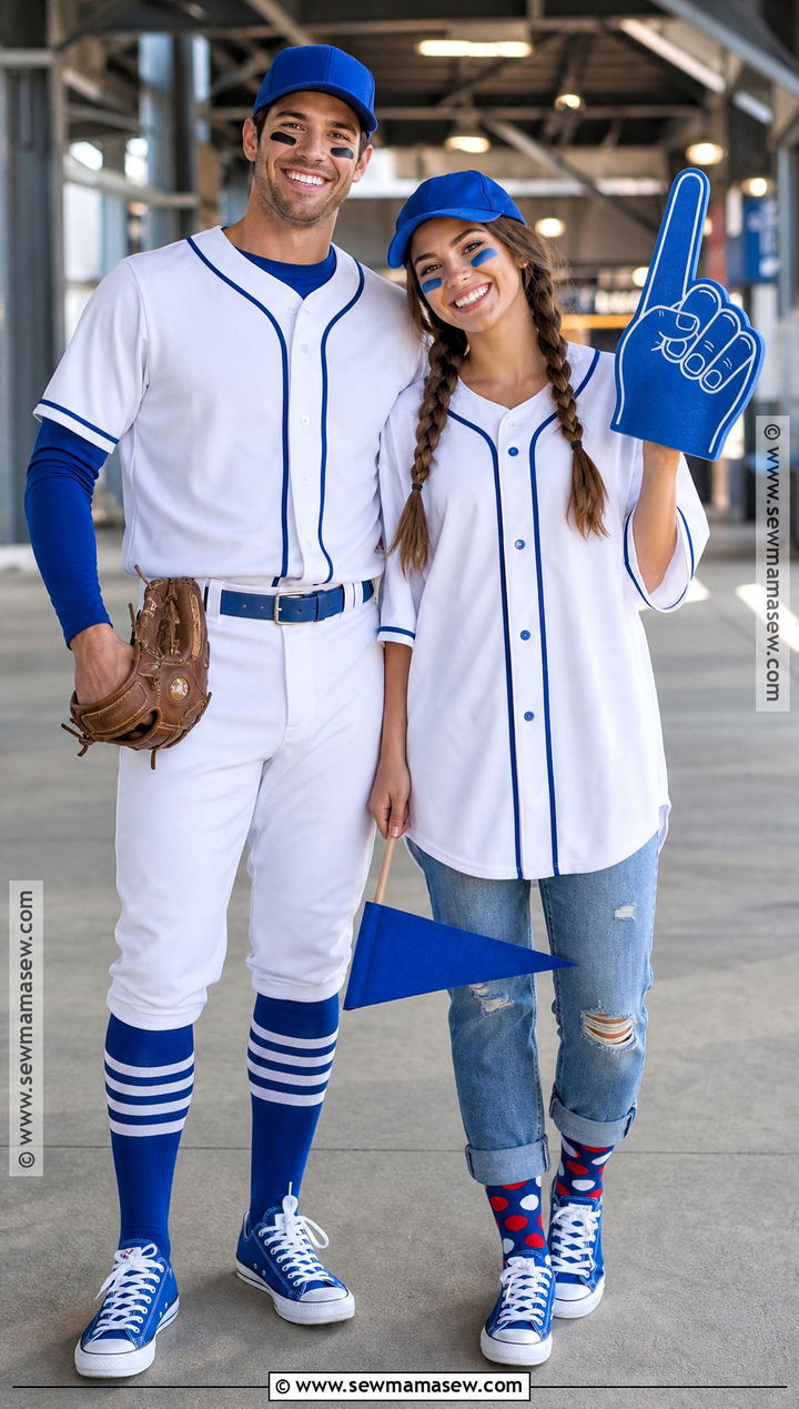 Baseball Player And Superfan Couple Costume - 30 baseball costume ideas