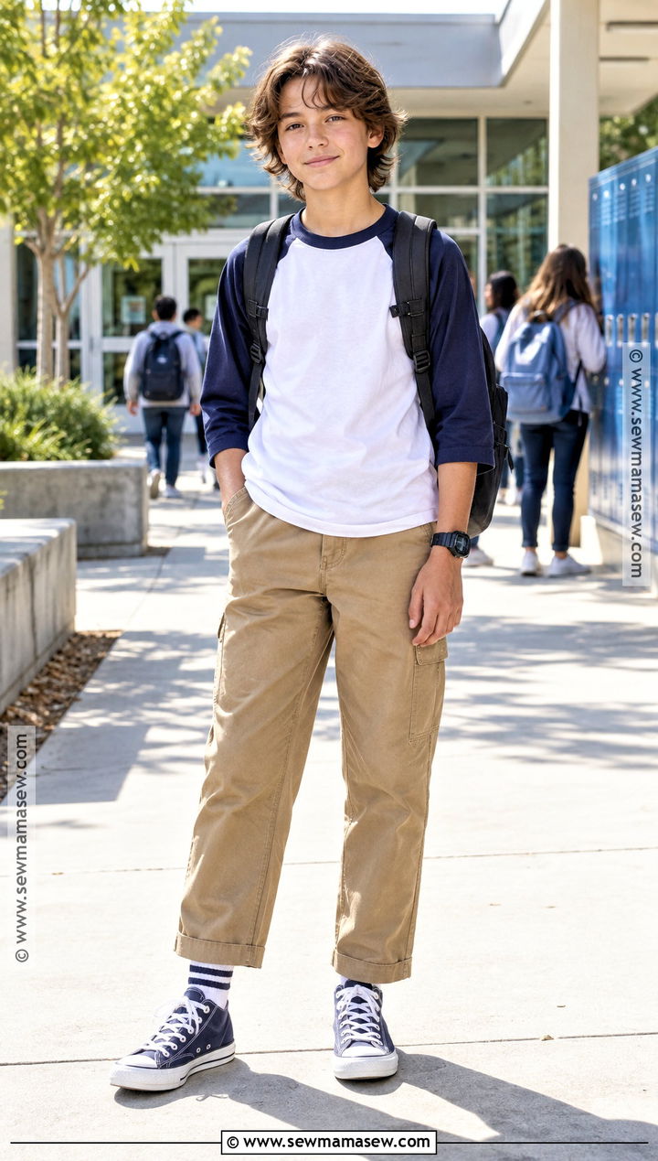 Baseball T Shirt And Carpenter Pants Outfit - 20 Back To School 7Th Grade Outfits