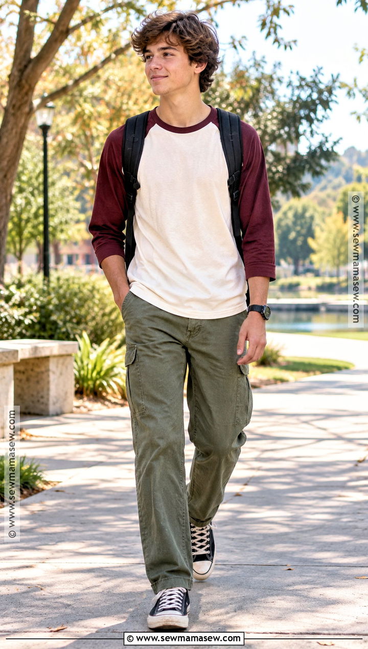 Baseball Tee With Carpenter Pants - 15 cute fall clothes for teens