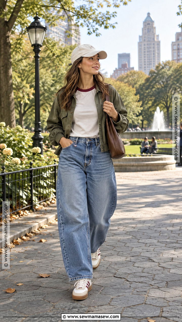 Baseball Tshirt With Barrel Jeans And Sneakers - 20 fall tshirt ideas