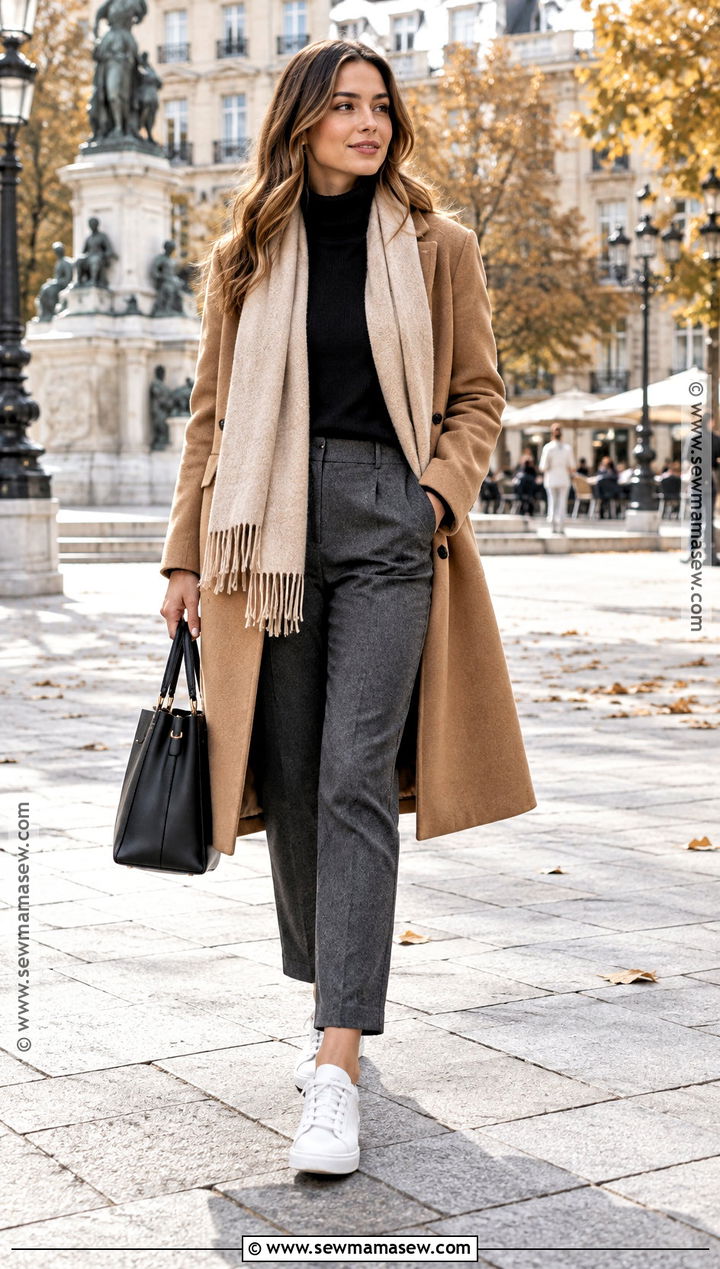 Basic Autumn Wool Coat And Tailored Trousers Outfit - 25 basic autumn outfits