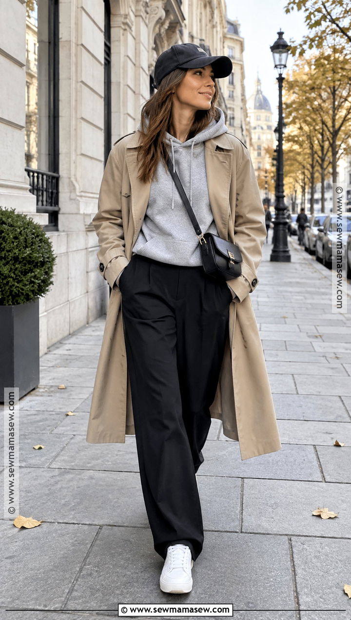 Basic Fall Outfit With A Hoodie And Trench Coat - 25 basic outfits fall
