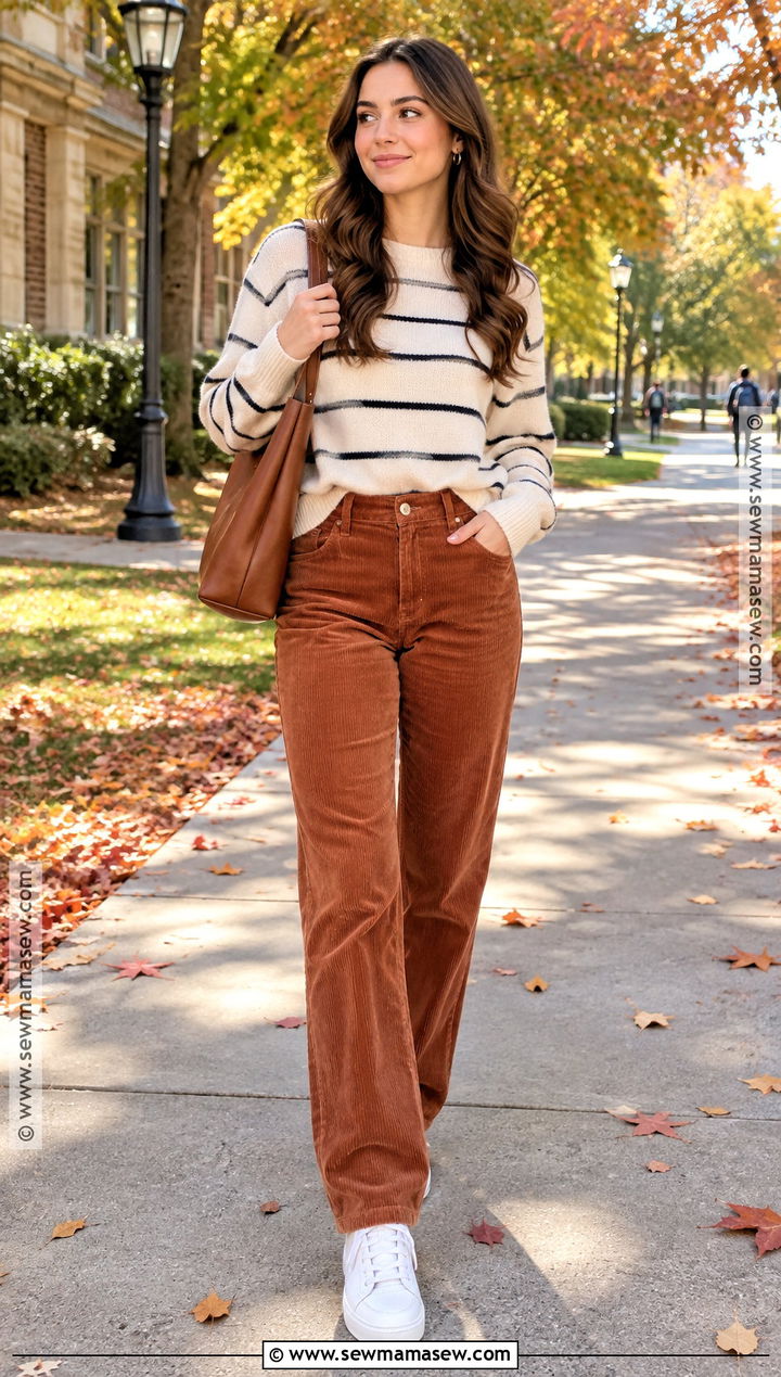 Basic Fall Outfit With Corduroy Pants And Sweater - 25 basic fall outfits