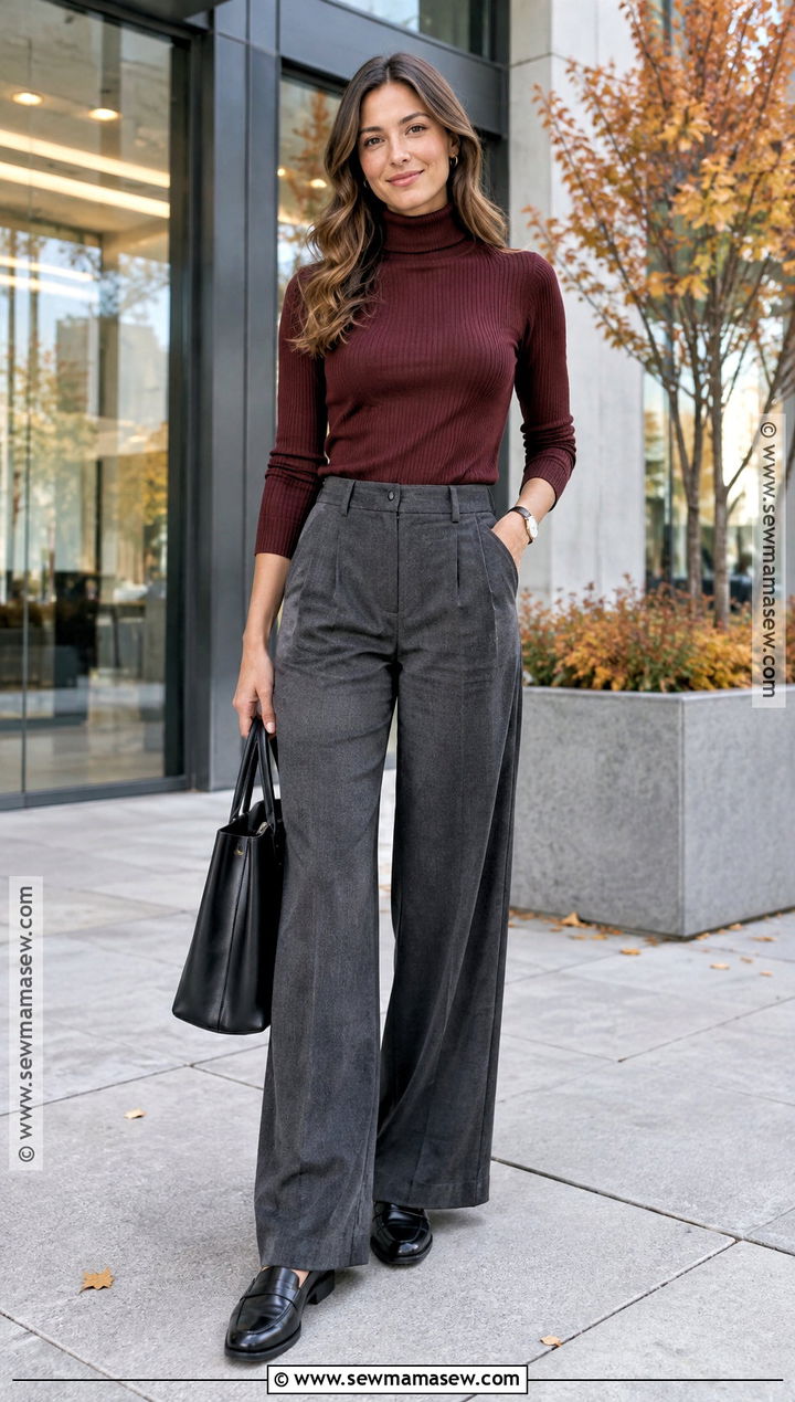 Basic Fall Outfit With Turtleneck And Trousers - 25 basic fall outfits
