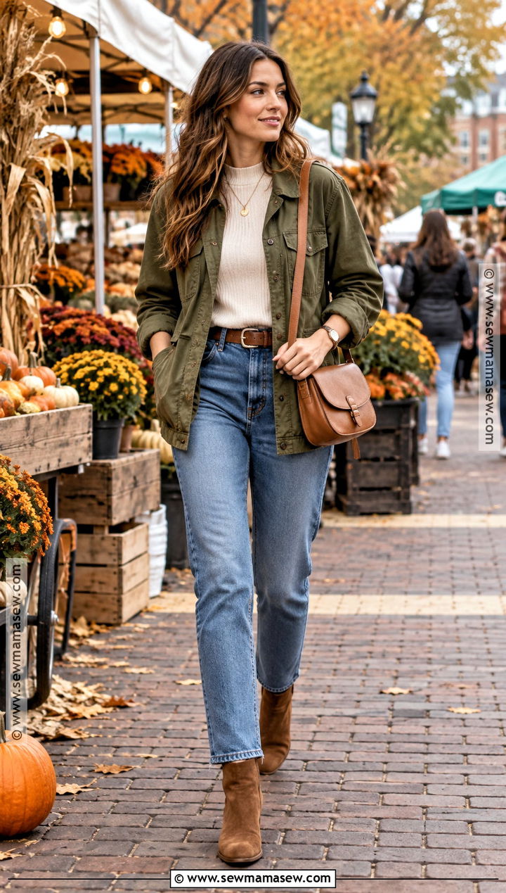 Basic Fall Outfit With Utility Jacket And Boots - 25 basic fall outfits