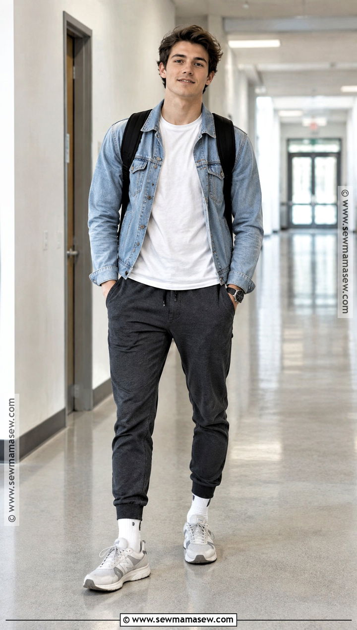 Basic T Shirt And Joggers School Outfit - 15 lazy back to school outfits