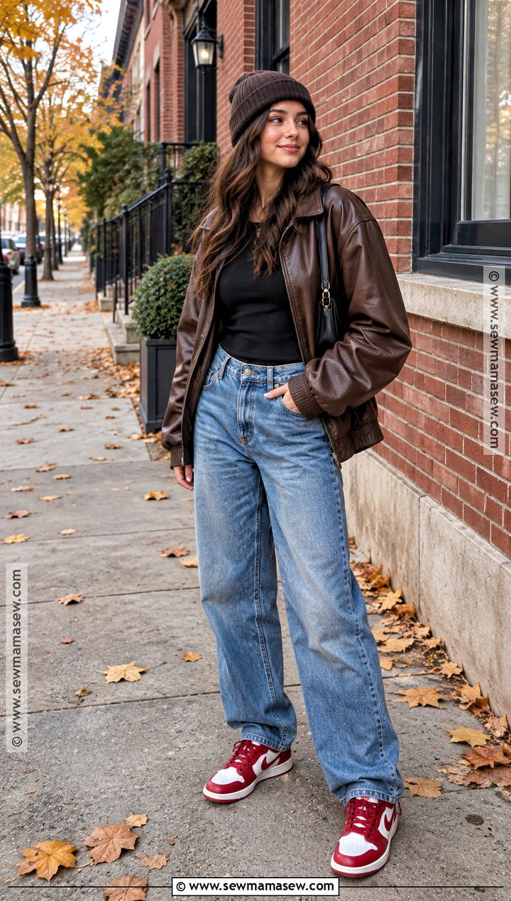 Basketball Sneakers With a Leather Jacket - 15 fall fashion sneakers