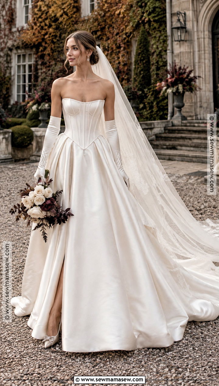 Basque Waist A Line Wedding Dress - 15 A Line Wedding Dress Fall Ideas