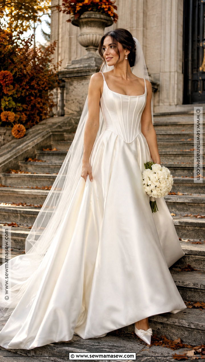 Basque Waist A Line Wedding Dress - 15 Fall A Line Wedding Dress Ideas