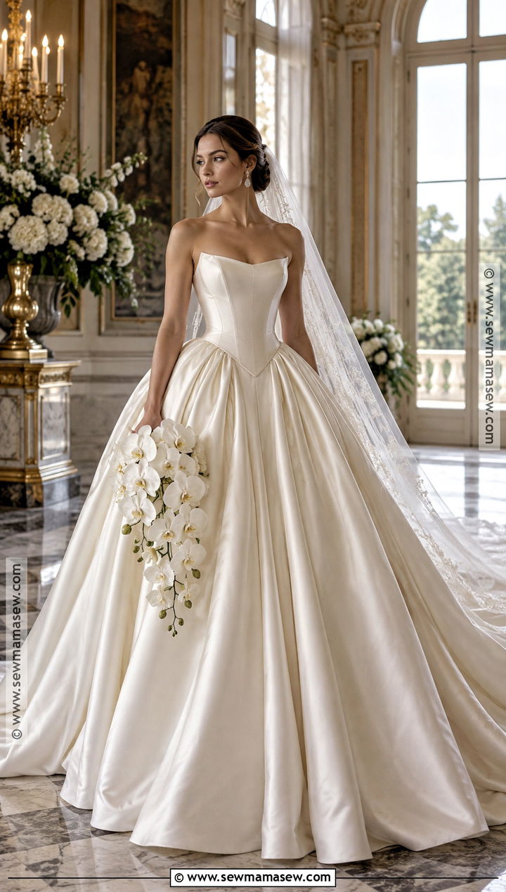 Basque Waist Ball Gown Fall Wedding Dress - 15 Fall Wedding Dress Bride Ideas