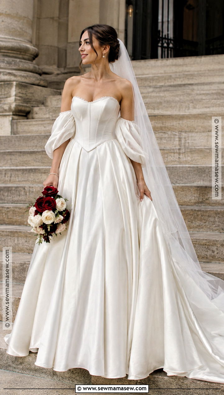 Basque Waist Fall Wedding Dress - 20 wedding dress for fall ideas