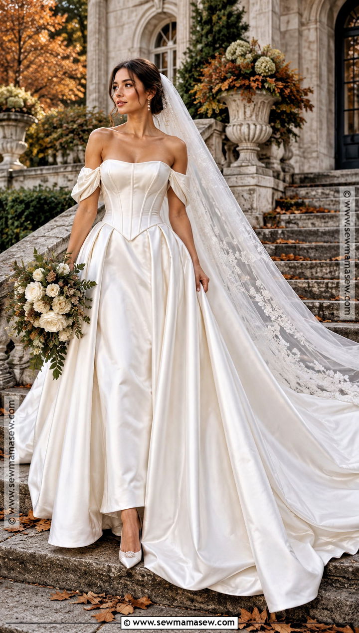 Basque Waist Fall Wedding Dress - 15 fall wedding dress ideas brides