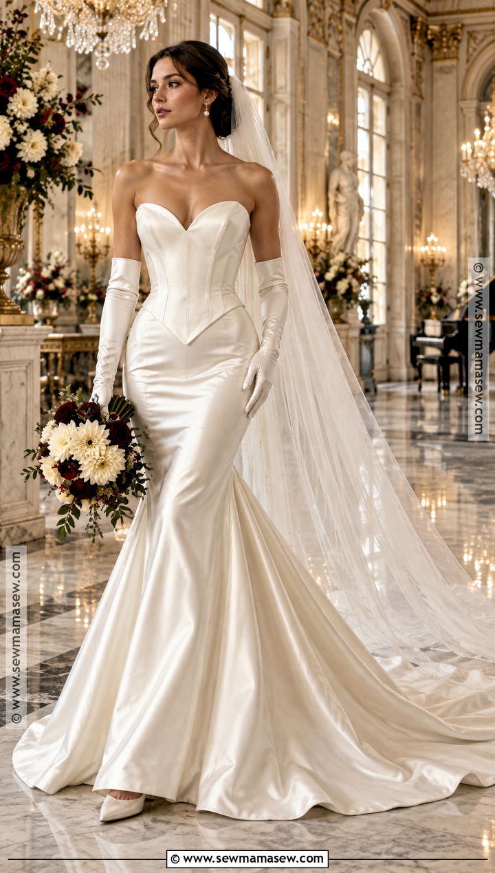 Basque Waist Mermaid Wedding Dress - 15 Fall Mermaid Wedding Dress Ideas