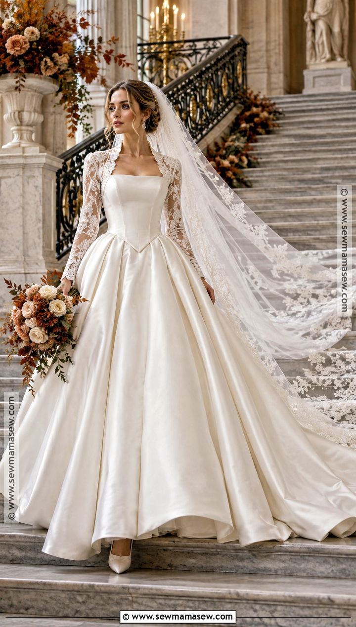 Basque Waist October Wedding Ball Gown - 15 October Wedding Gowns