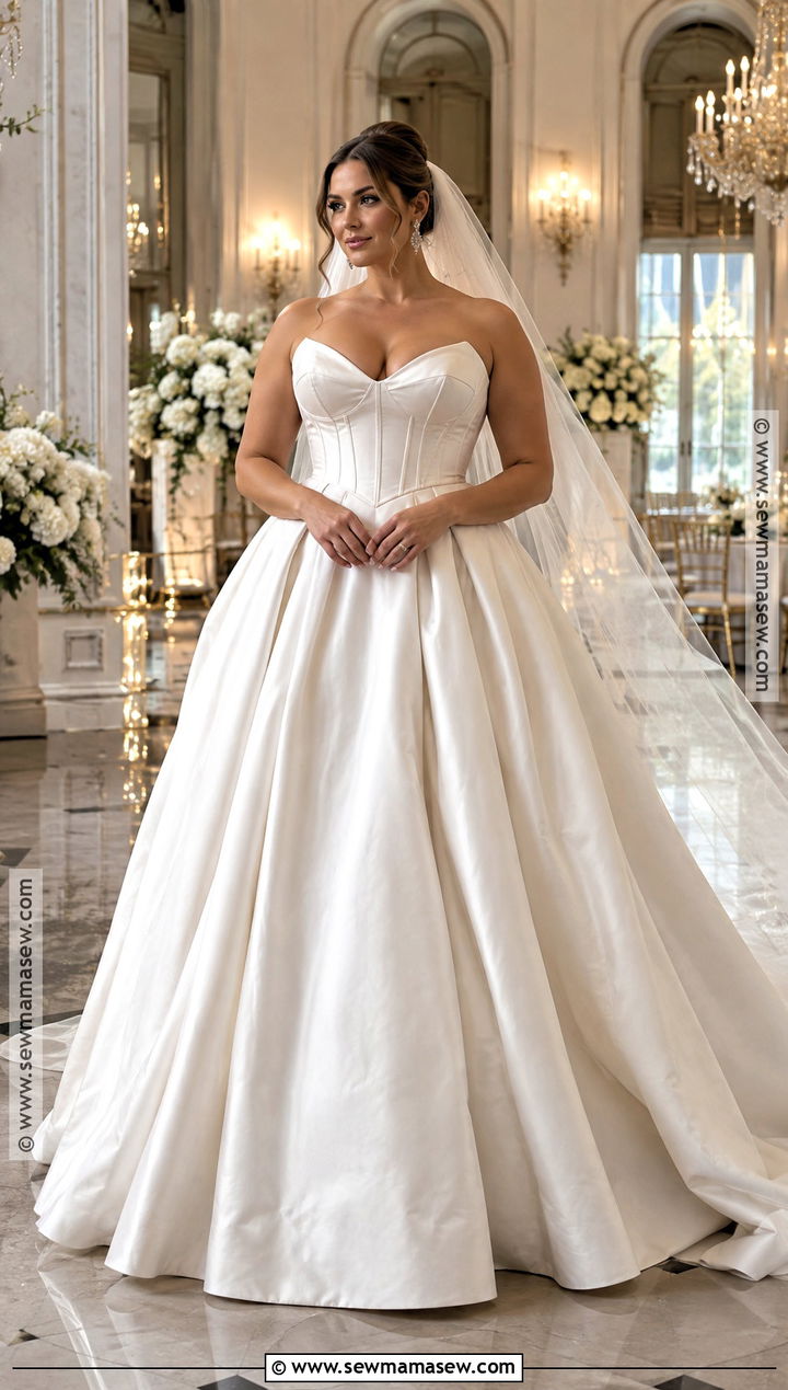 Basque Waist Satin Ball Gown - 15 2026 Fall Wedding Dresses