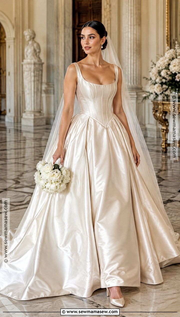 Basque Waist Soft Autumn Wedding Dress - 20 Soft Autumn Wedding Dress Ideas